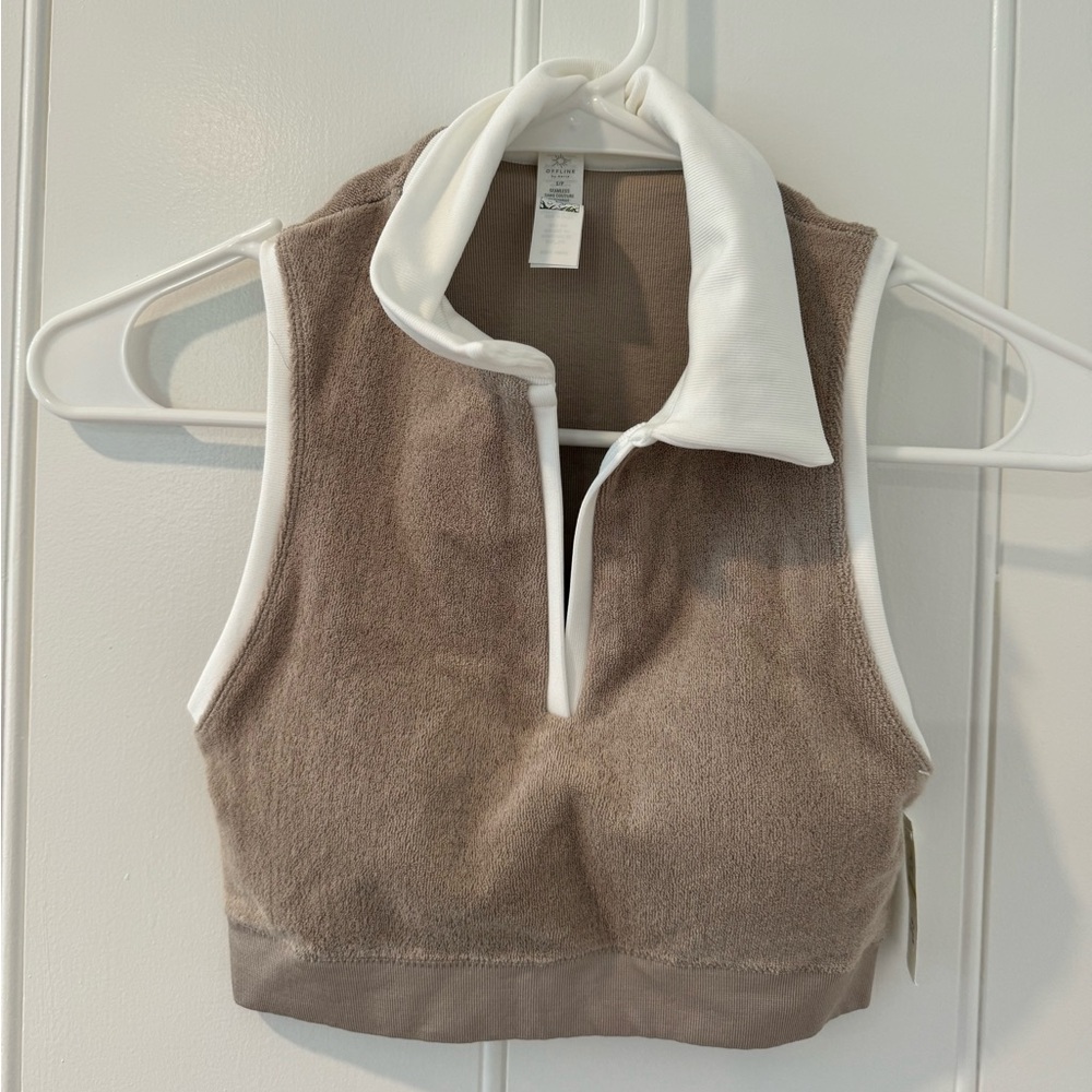 NWT Aerie Cropped Collared Towel-Material Top